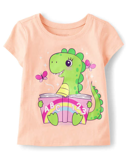 Camiseta con estampado de dinosaurio para bebés y niñas pequeñas
