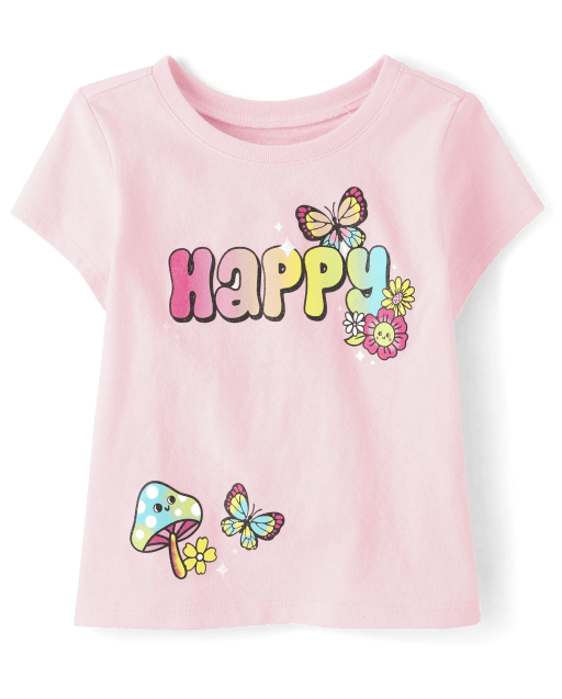 Baby And Toddler Girls Happy Graphic Tee