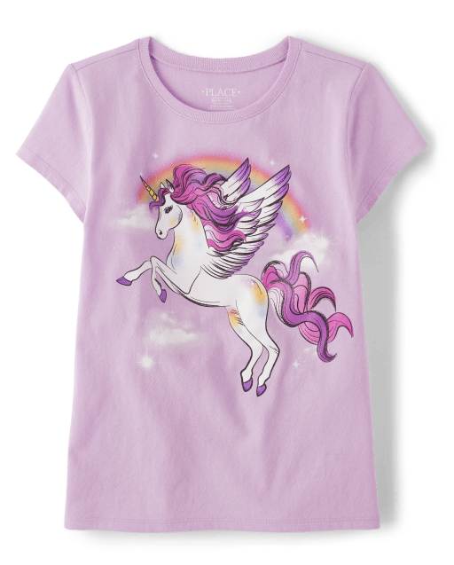 Camiseta con estampado de unicornio para niñas