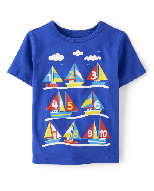 Baby And Toddler Boys Sailboat Numbers Graphic Tee