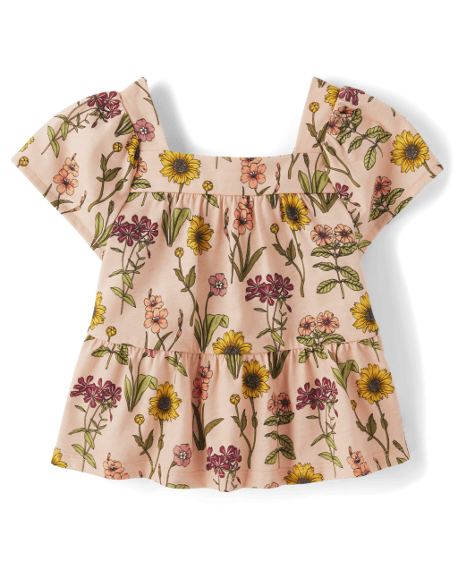 Toddler Girls Floral Tiered Top