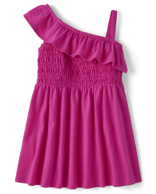 Baby And Toddler Girls Smocked One Shoulder Dress