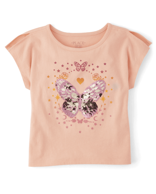 Haut à manches fendues et imprimé à sequins pour fille