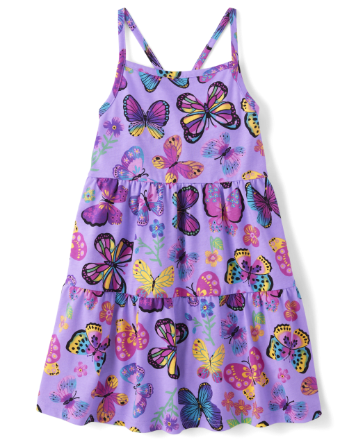 Girls Butterfly Tiered Dress