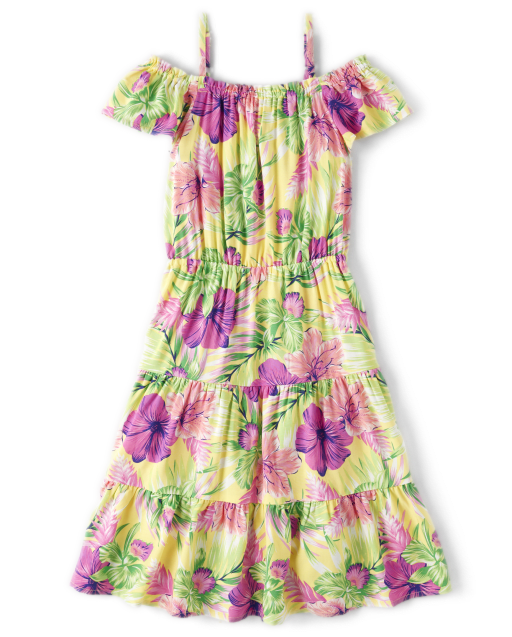 Girls Mommy And Me Tropical Tiered Dress