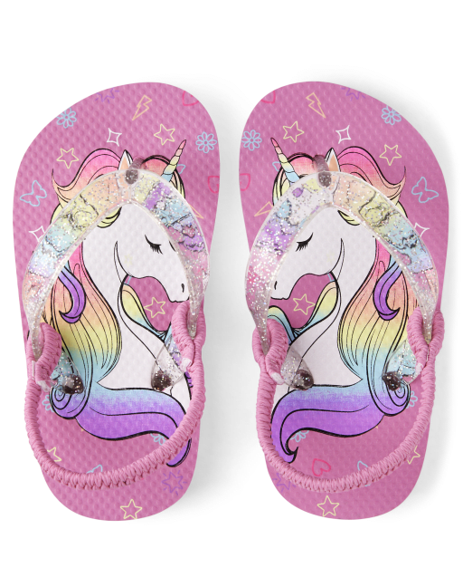 Toddler Girls Glitter Unicorn Flip Flops