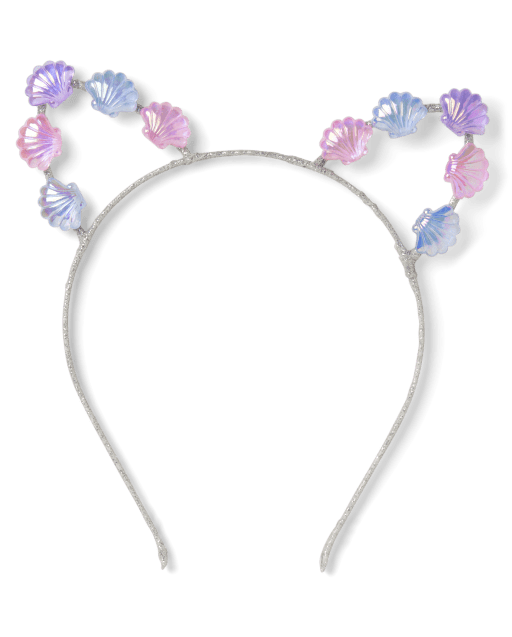 Diadema para niñas con orejas de gato y concha marina