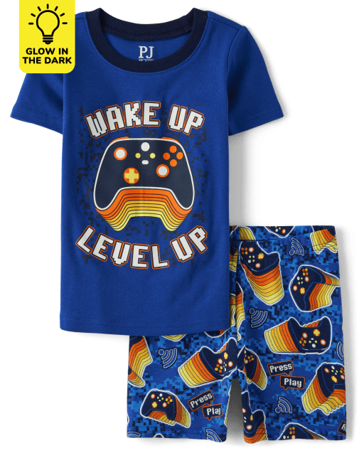 Boys Glow Level Up Snug Fit Cotton Pajamas