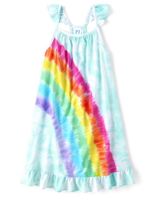 Girls Rainbow Ruffle Nightgown