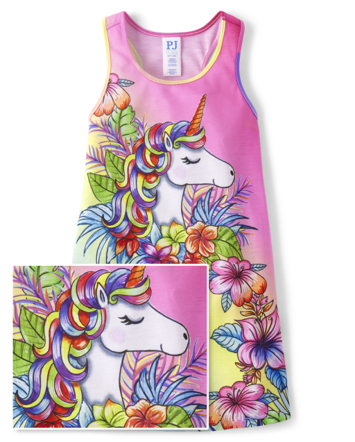 Girls Tropical Unicorn Nightgown