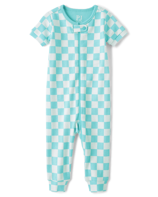 Unisex Baby And Toddler Checkerboard Snug Fit Cotton One Piece Pajamas