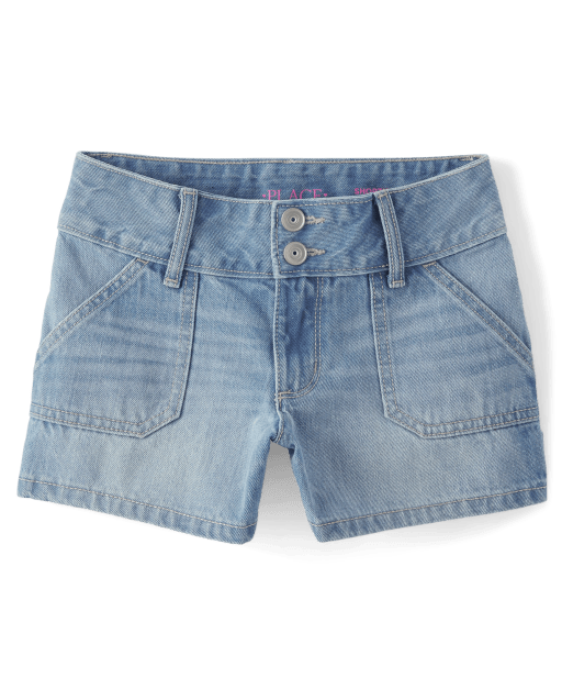Girls Carpenter Denim Shortie Shorts