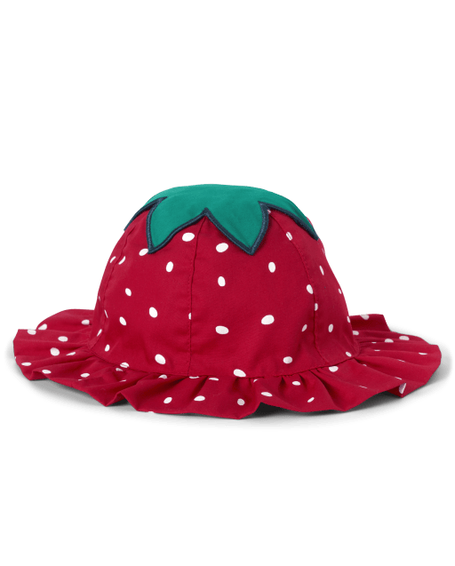 Baby Girls Strawberry Ruffle Bucket Hat