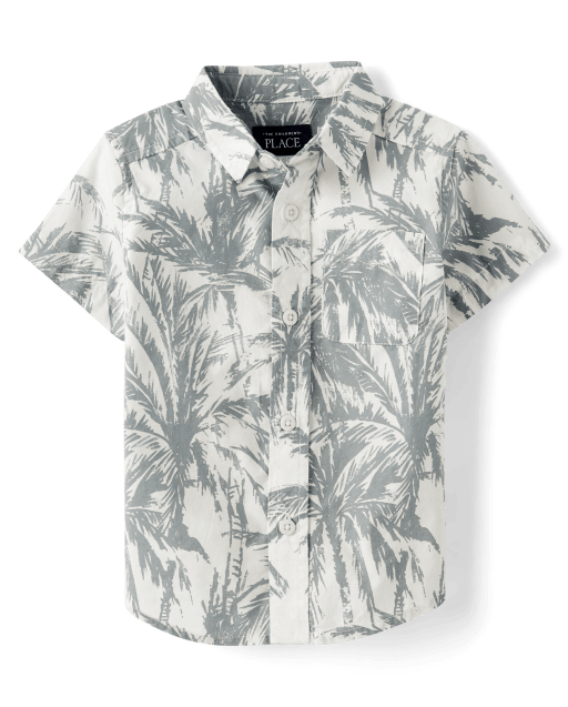 Baby And Toddler Boys Matching Family Palm Tree Poplin Button Up Shirt