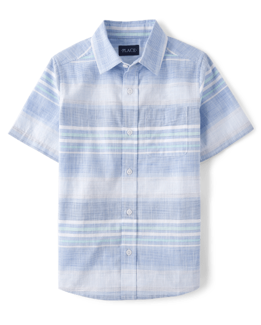 Camisa con botones de cambray a rayas para niños