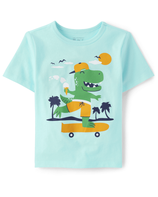 Baby And Toddler Boys Dino Skateboard Graphic Tee