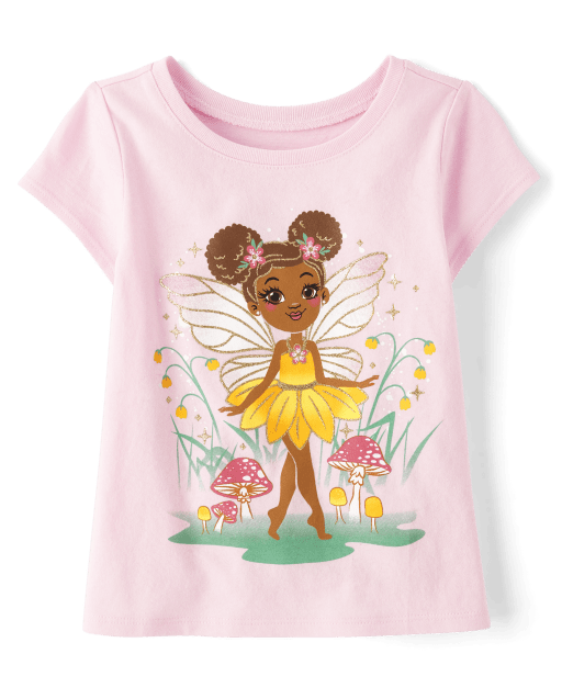 Camiseta con estampado de hadas para bebés y niñas pequeñas