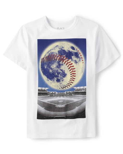 Boys Baseball Moon Graphic Tee