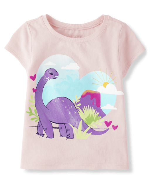 Baby And Toddler Girls Dino Heart Graphic Tee