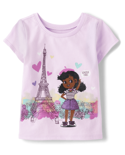 Camiseta con estampado de París para bebés y niñas pequeñas