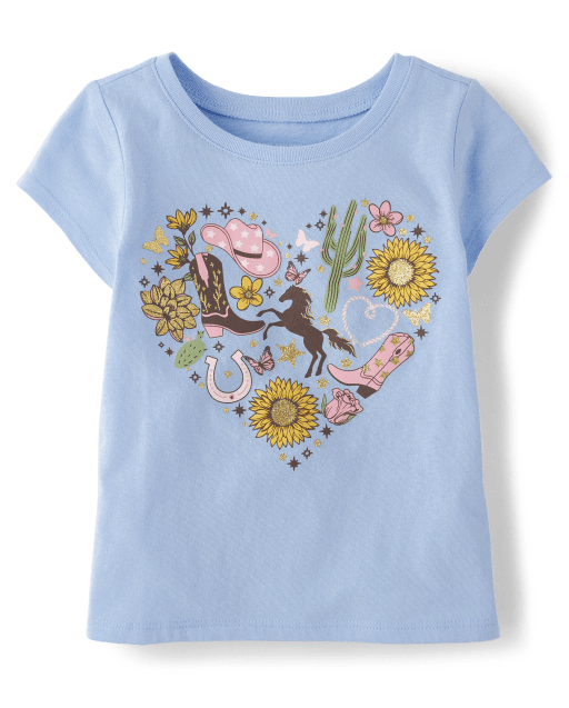 Baby And Toddler Girls Country Heart Graphic Tee