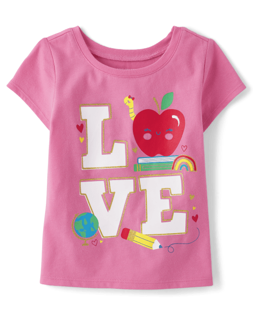 Baby And Toddler Girls Love Apple Graphic Tee