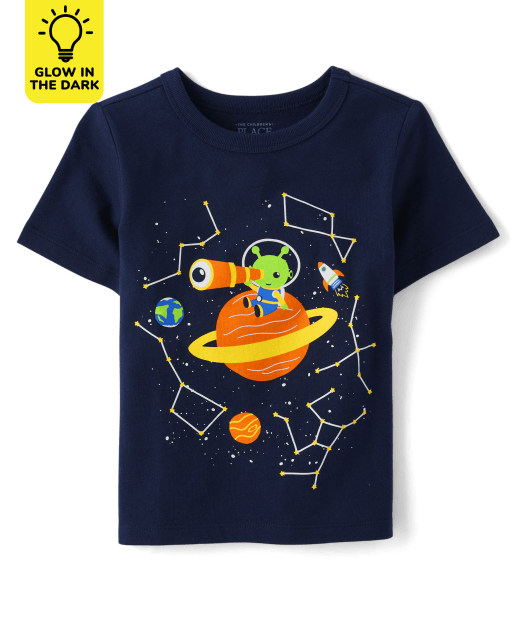 Baby And Toddler Boys Glow Alien Graphic Tee