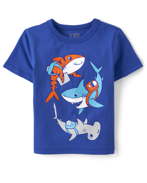 Baby And Toddler Boys Shark Backpack Graphic Tee