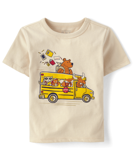 Camiseta con gráfico de autobús escolar para bebés y niños pequeños