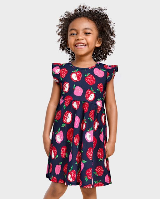 Baby And Toddler Girls Apple Flutter Dress