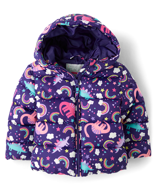 Toddler Girls Print Puffer Jacket