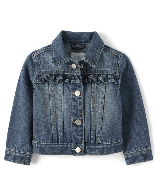 Chaqueta vaquera con volantes para bebés y niñas pequeñas