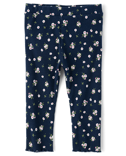 Toddler Girls Floral Ribbed Leggings