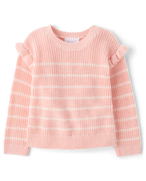 Toddler Girls Striped Flutter Sweater
