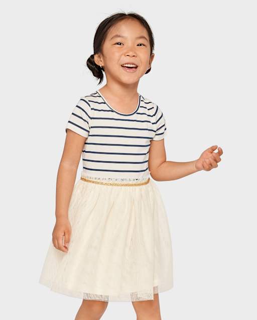 Vestido tutú a rayas para bebés y niñas pequeñas