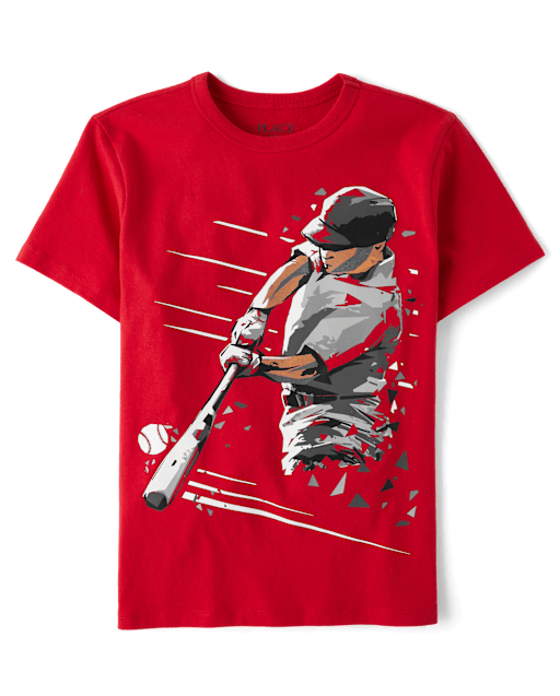 Camisetas estampadas de jugador de béisbol para niños