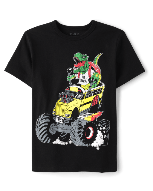 T-shirt graphique Dino Monster Truck pour garçon