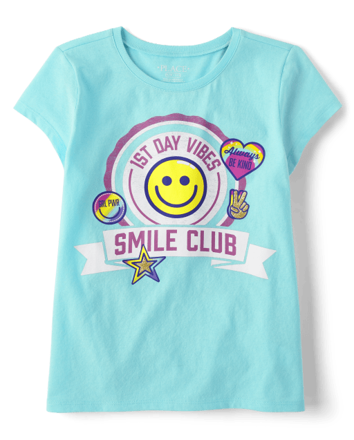Camiseta con gráfico Smile Club para niñas