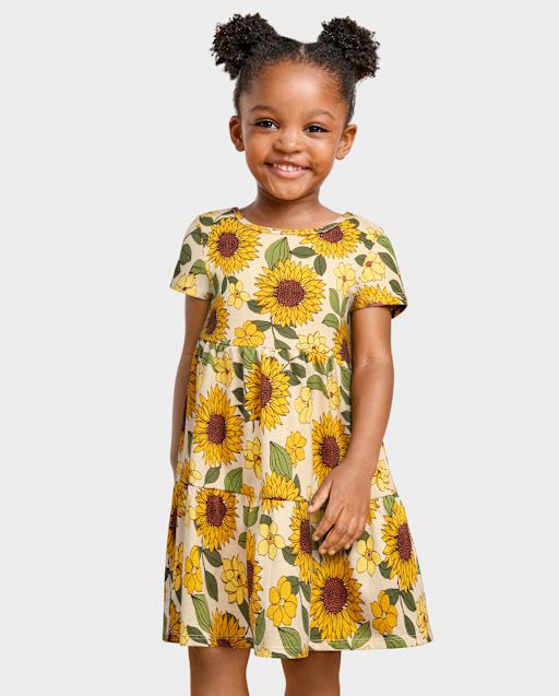 Baby And Toddler Girls Sunflower Tiered Dress