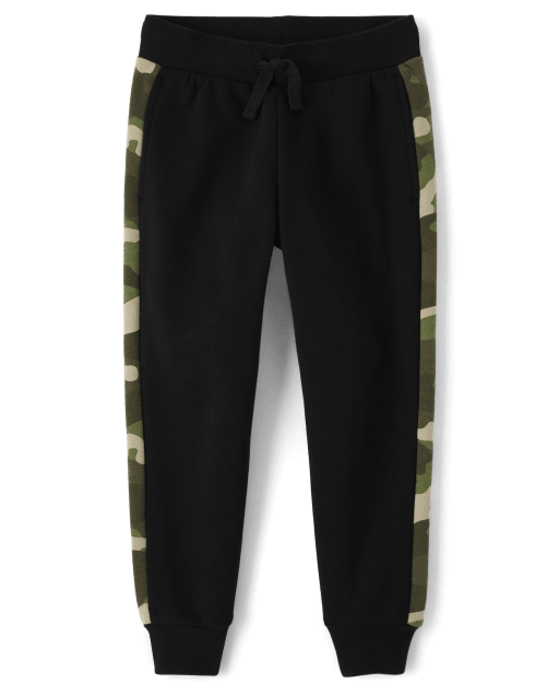 Pantalon de jogging en polaire premium à rayures latérales camouflage pour garçon