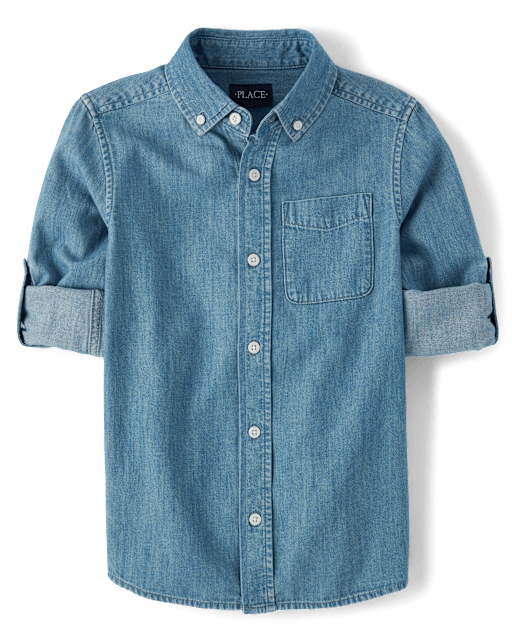 Camisa con botones de cambray para niño