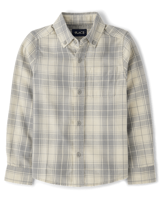 Boys Plaid Flannel Button Up Shirt