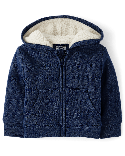 Baby And Toddler Boys Fleece Sherpa Lined Zip Up Hoodie