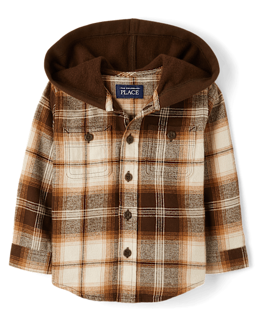 Baby And Toddler Boys Plaid Flannel Hooded Top