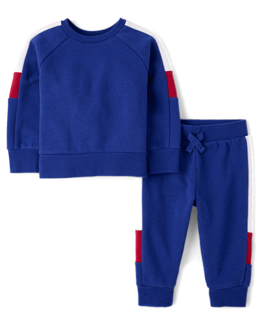 Baby And Toddler Boys Colorblock Premium Fleece 2-Piece Outfit Set