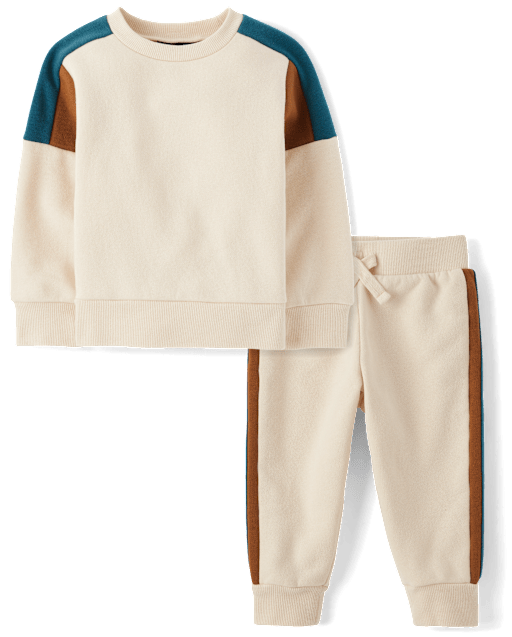 Baby And Toddler Boys Colorblock Premium Fleece 2-Piece Outfit Set