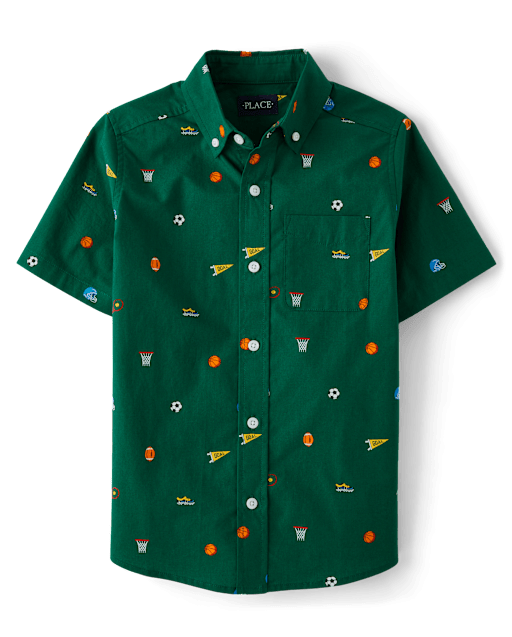 Boys Sport Poplin Button Up Shirt