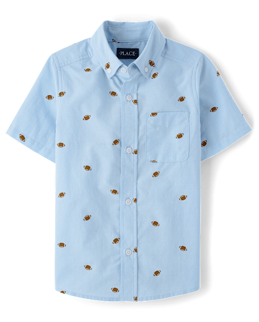 Boys Football Poplin Button Up Shirt