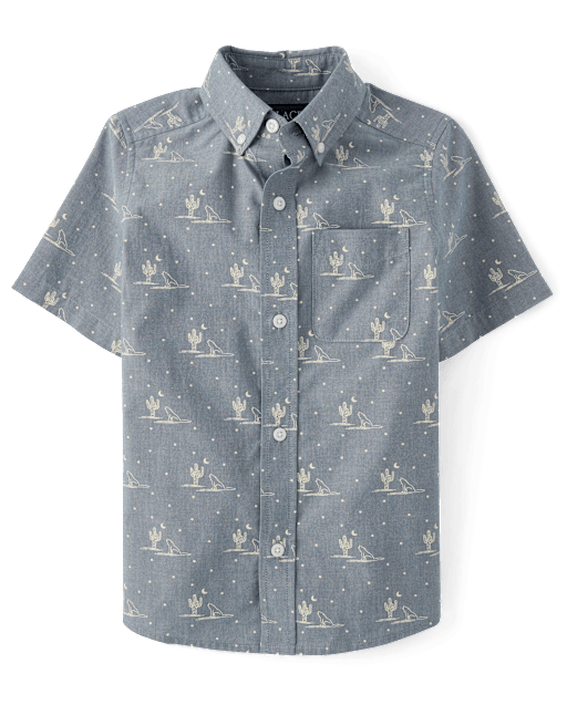 Boys Western Poplin Button Up Shirt