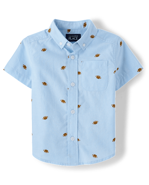 Baby And Toddler Boys Football Poplin Button Up Shirt